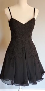 Short Beaded Fit and Flare Formal Dress